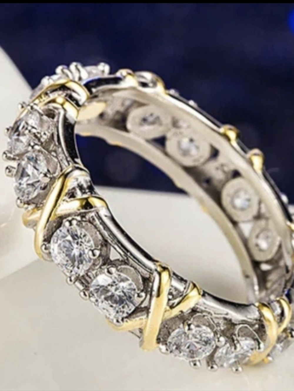 Moissanite. Magnetology Diamond Ring sterling silver W/ gold xPowerful TitanION